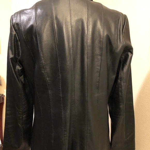 Black Leather Seamed Blazer - Picture 4 of 4